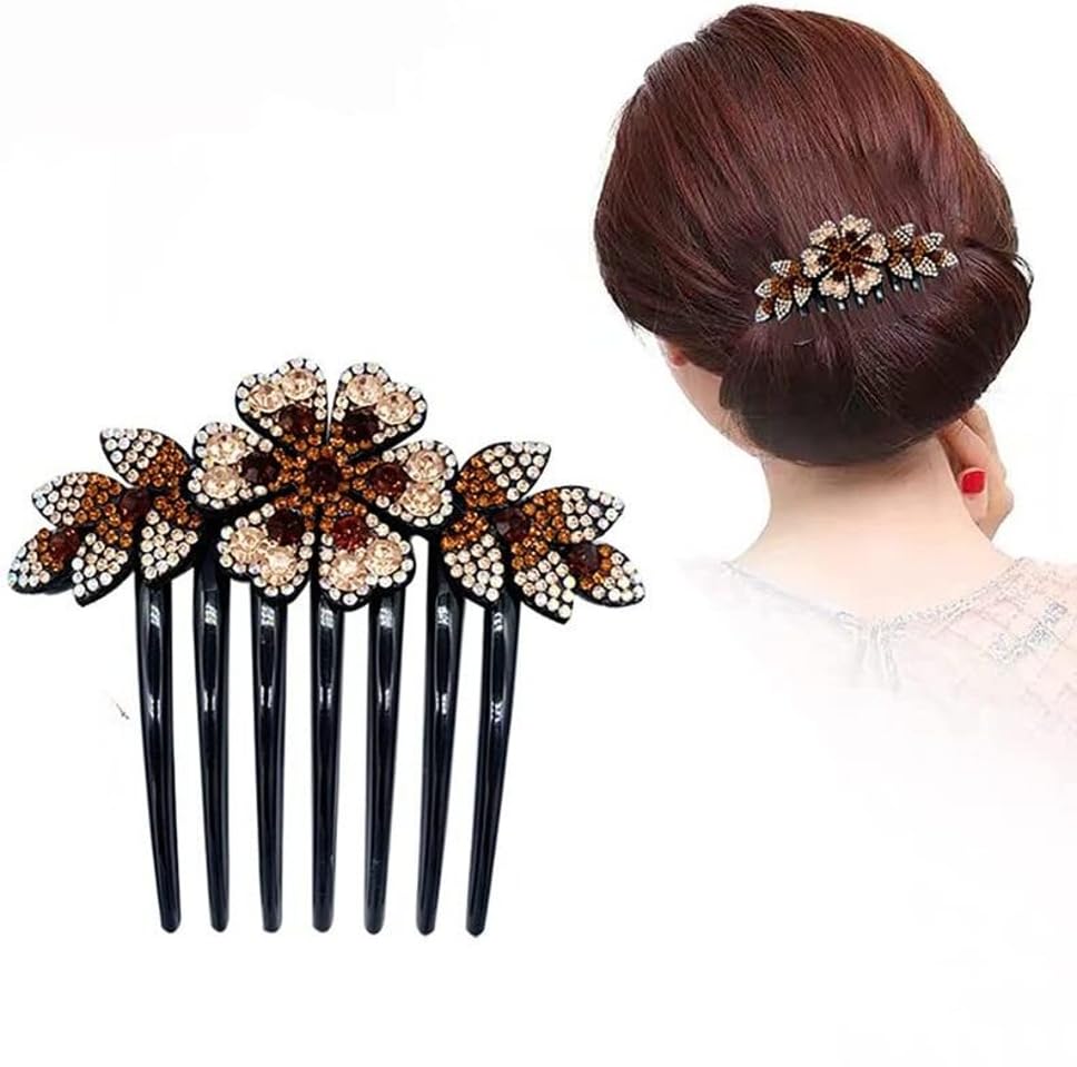 Elegant Crystal Flower Hair Clips for Women & Girls - Bridal Hair Accessories, Slide Barrettes & Bun Clips (Pack of 1) - Perfect for Weddings, Parties & Everyday Styling