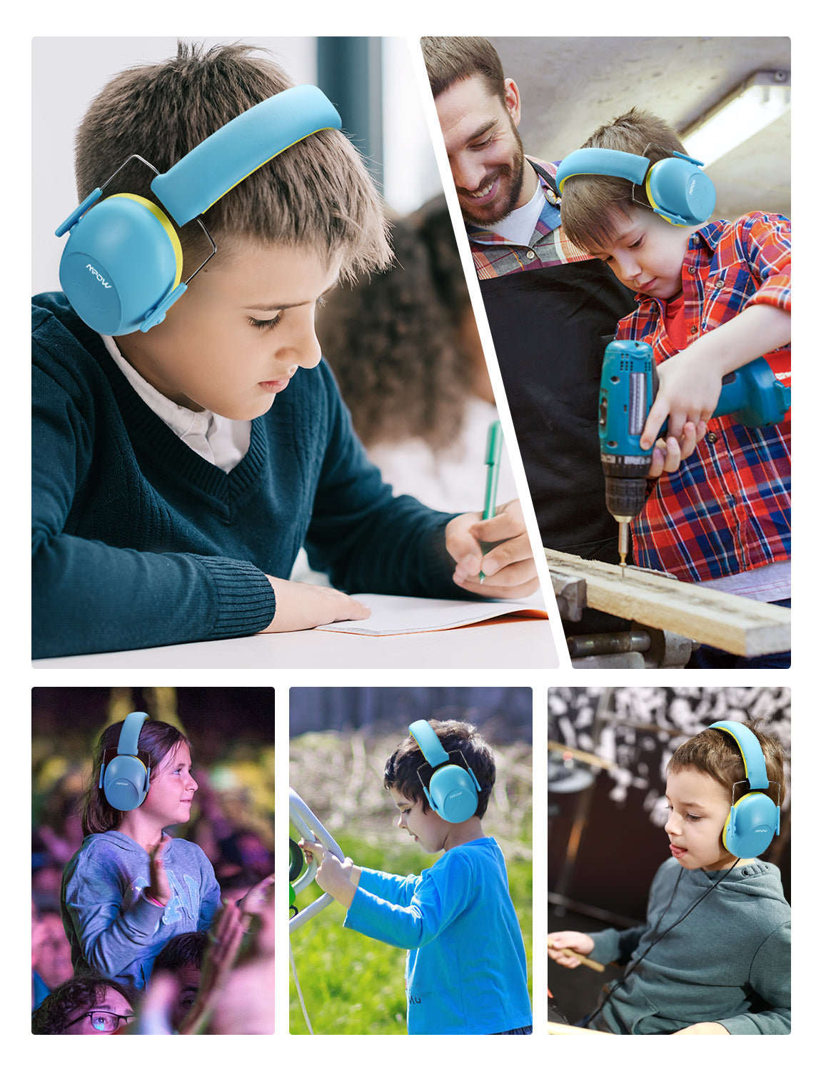 MPOW HP132A Kids Ear Protection Safety Ear Muffs - Adjustable Noise Reduction Earmuffs with 26dB NRR for Shooting, Concerts & Loud Events