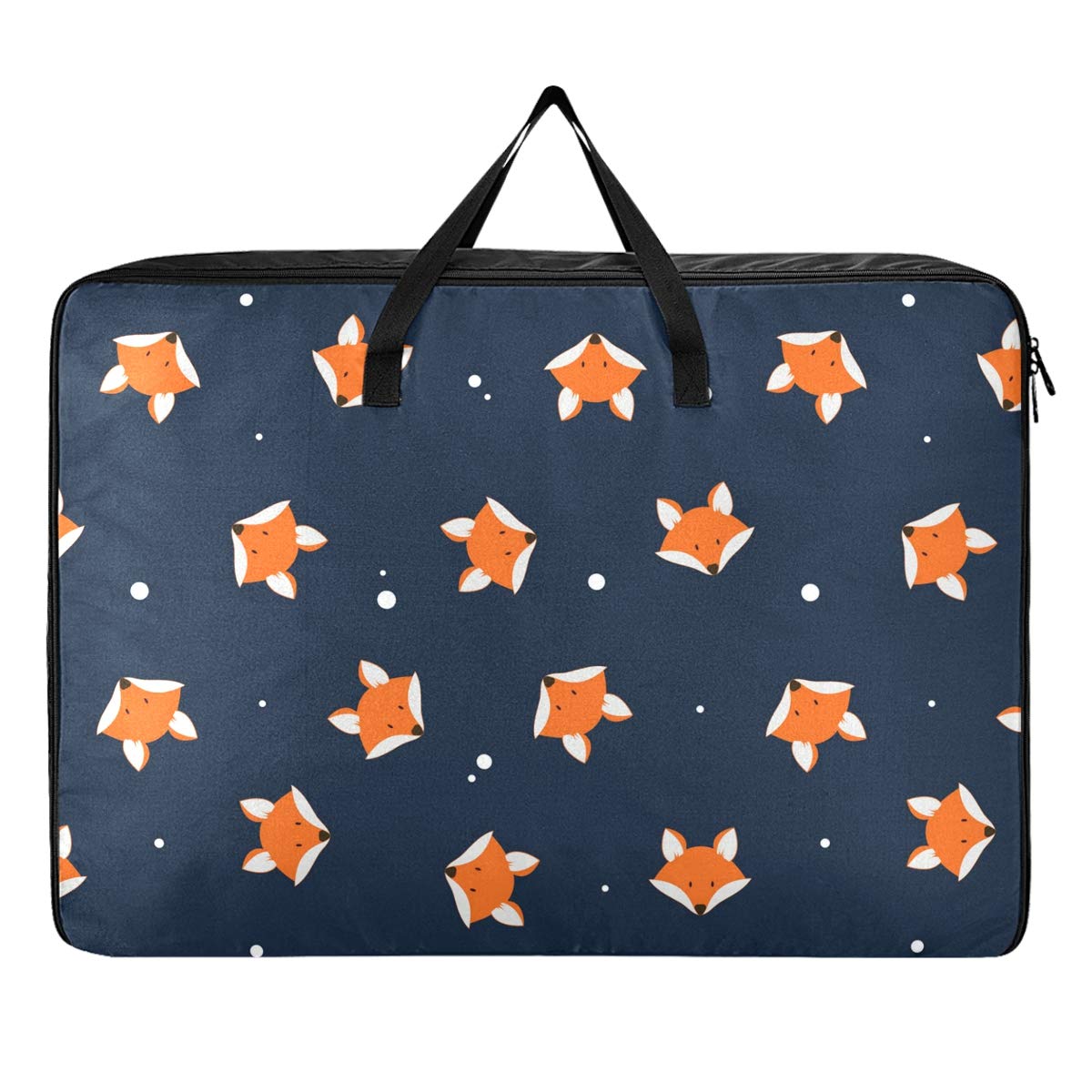 ALAZA Large Capacity Storage Bag Organizer - Cute Yellow Fox & Polka Dot Foldable Closet Organizer with Reinforced Handle for Blankets, Comforters, Bedding & Clothes | Perfect for Closet, Bedroom & Seasonal Storage Organization