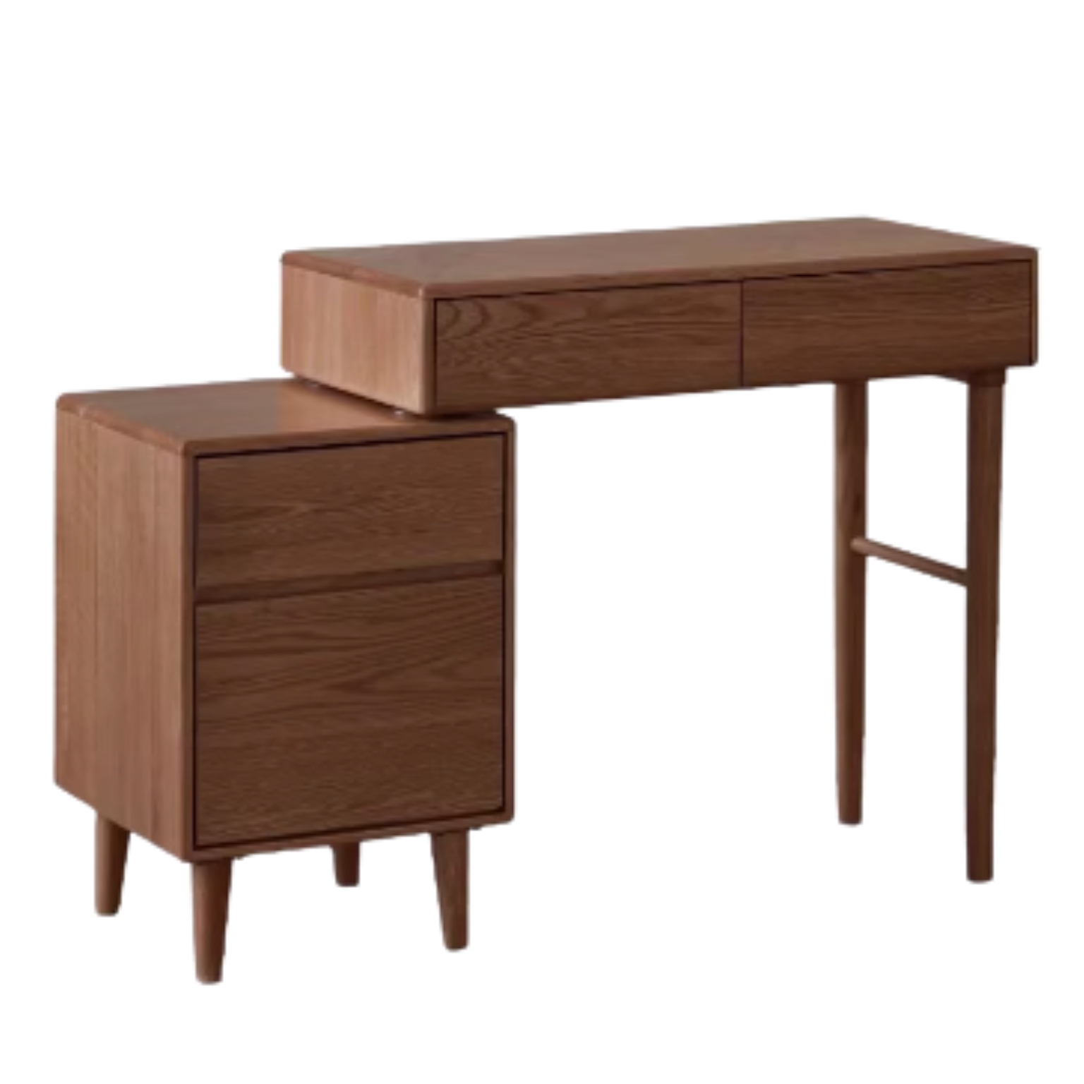 32.2-44.4x15.7x29.9 inch / 82-113x40x76 cm / Walnut color / Single-leg table + Drawer cabinet