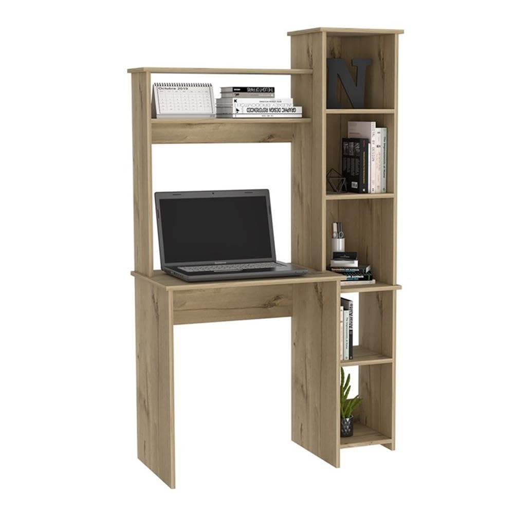 TUHOME Beige Versalles Wood Desk for Home Office