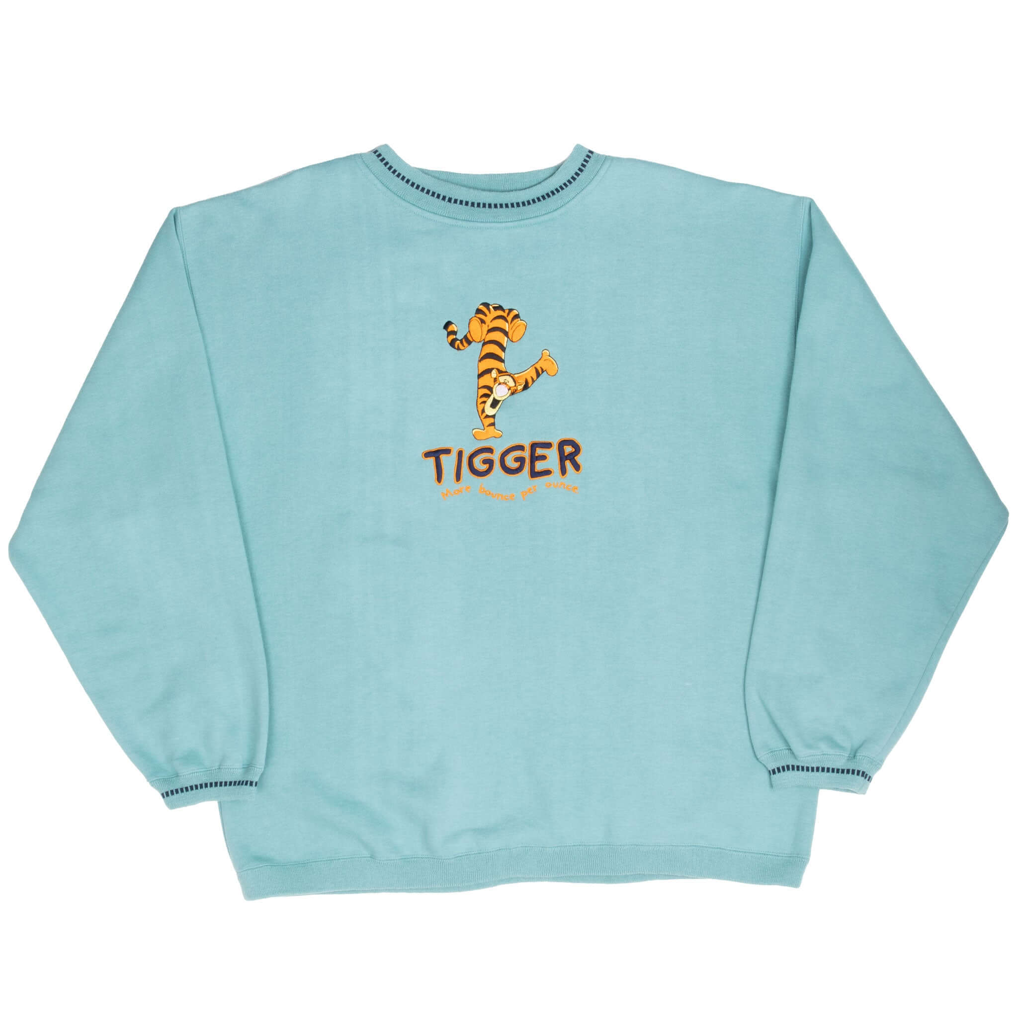 Vintage Disney Tigger Cyan Sweatshirt XL 1990s - Retro Cartoon Character Hoodie for Men & Women - Perfect for Halloween Costumes, Disney Fans & 90s Nostalgia Lovers