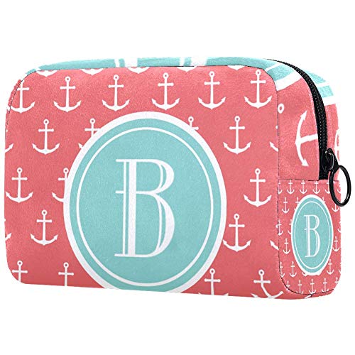 TIKISMILE Large Makeup Bag for Women - Waterproof Travel Cosmetic Pouch with Anchor Letter B Design - Perfect for Toiletries, Cosmetics & Travel Essentials - Ideal for Girls, Women & Travelers