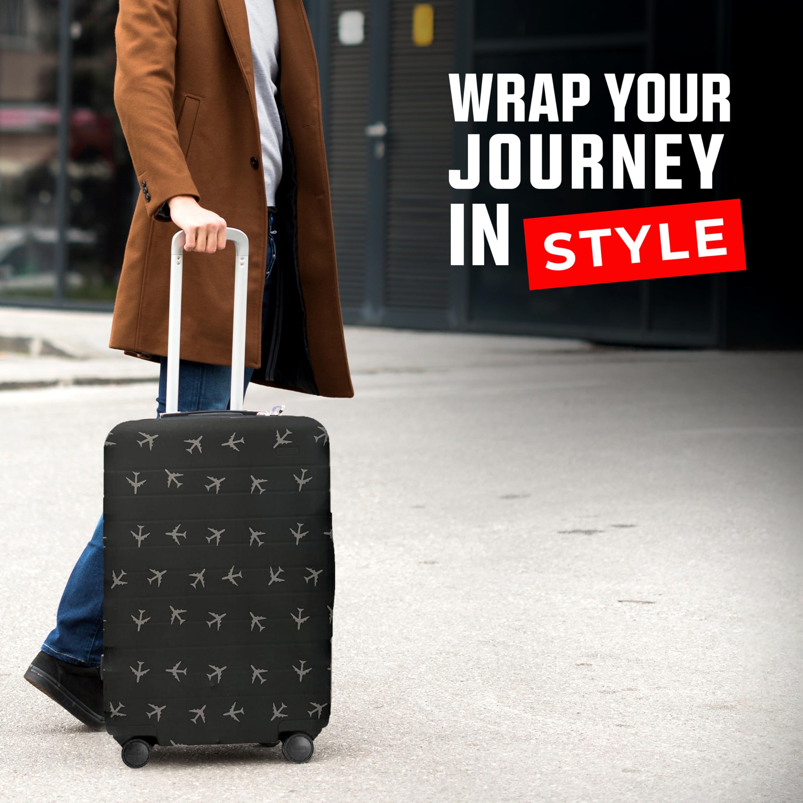 Reversible Luggage Covers & Protectors - Washable Anti-Scratch Suitcase Cover for Travel (Charcoal Brown, X-Large 72-78 x 49-54 x 29-33cm) | Perfect for Airplane, Train & Cruise Travel Protection
