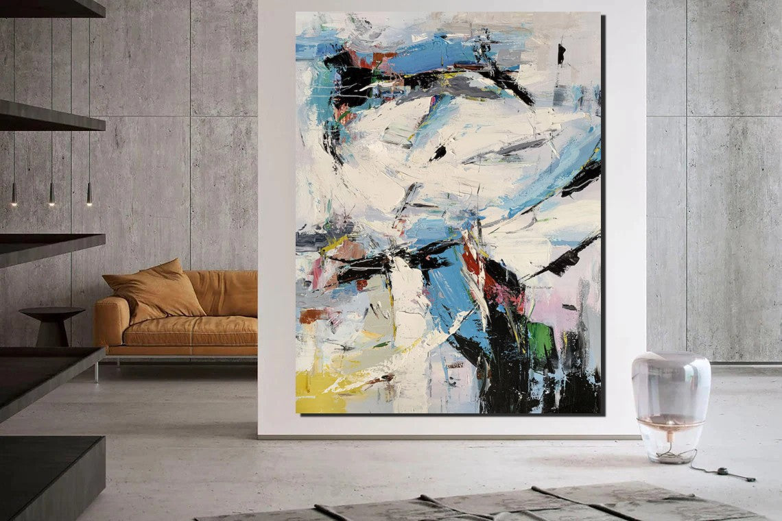 Modern Abstract Wall Art Paintings for Bedroom & Living Room - Large Acrylic Canvas Art with Palette Knife Technique - Perfect for Behind Sofa Decor & Home Interior Design