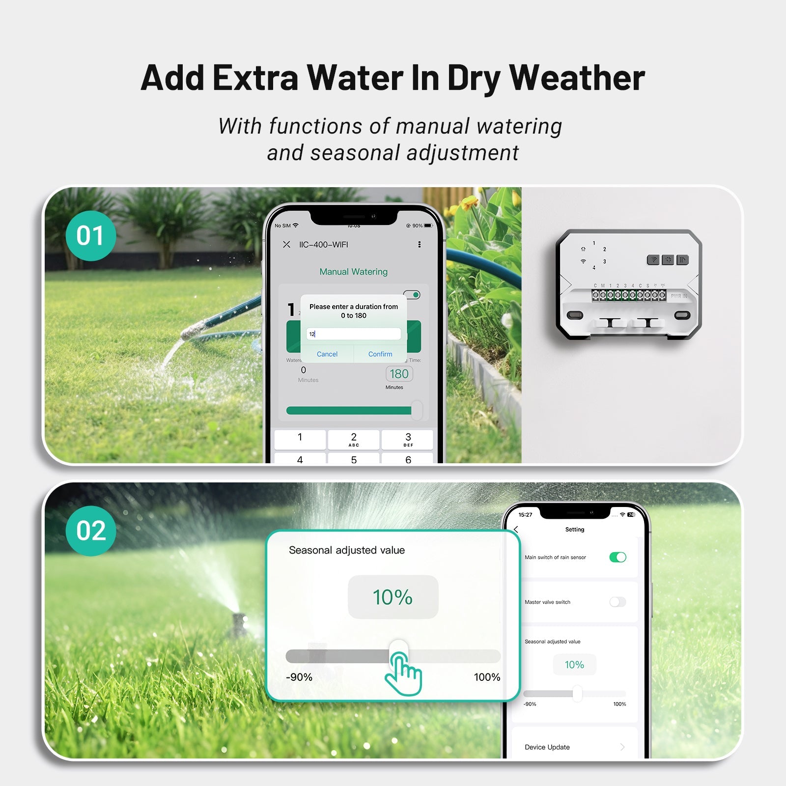 4 Zone Smart WiFi Sprinkler Controller - Indoor/Outdoor Irrigation System for Lawns, Gardens & Landscaping | Compatible with Alexa & Google Home | Weather-Based Watering & Remote Control via App