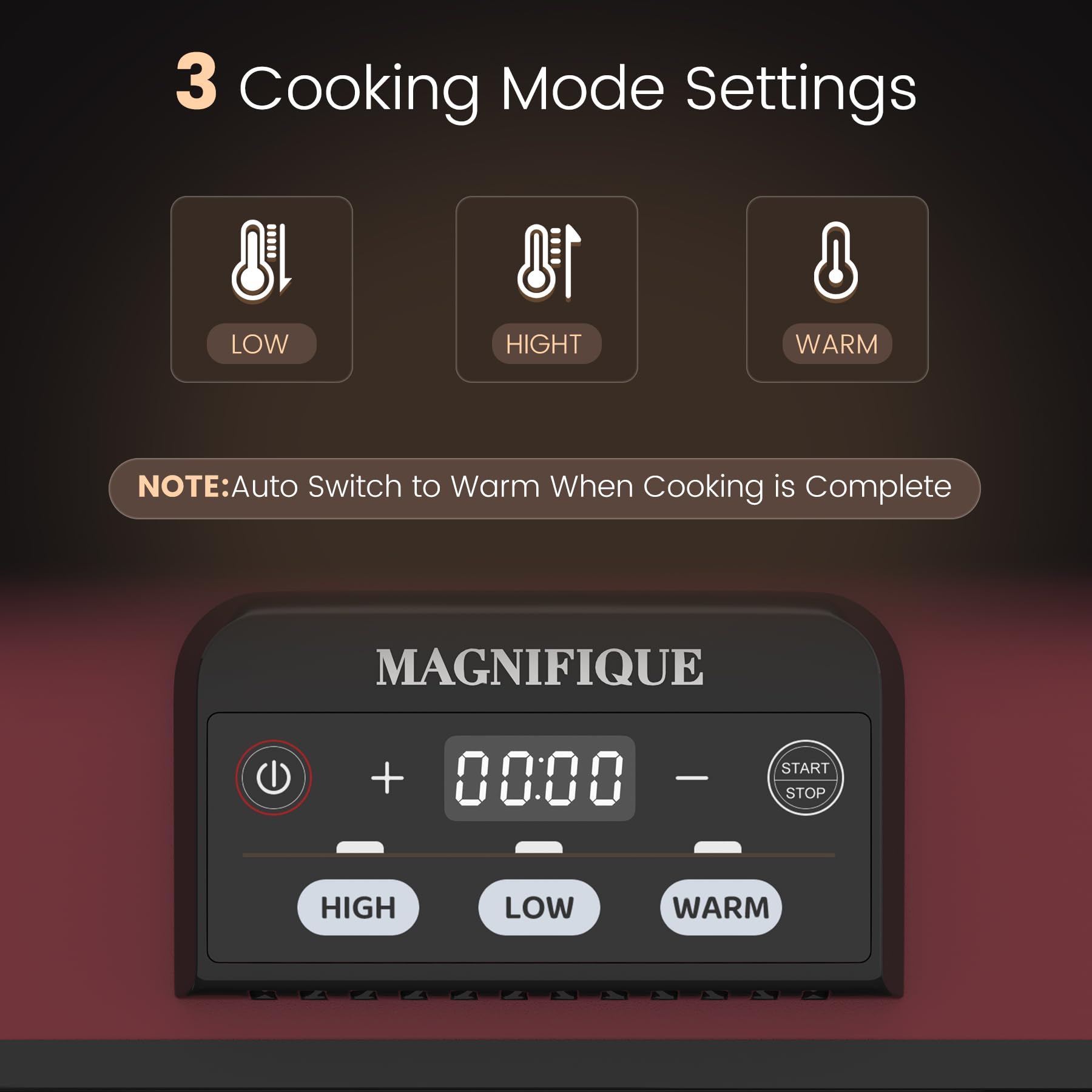 4 Quart Programmable Slow Cooker with Ceramic Pot - Digital Crock Pot for Family Dinners, Oven Safe Casserole Dish for Lasagna, Roasts & Stews | Perfect for Meal Prep, Potlucks & Holiday Cooking (Red)