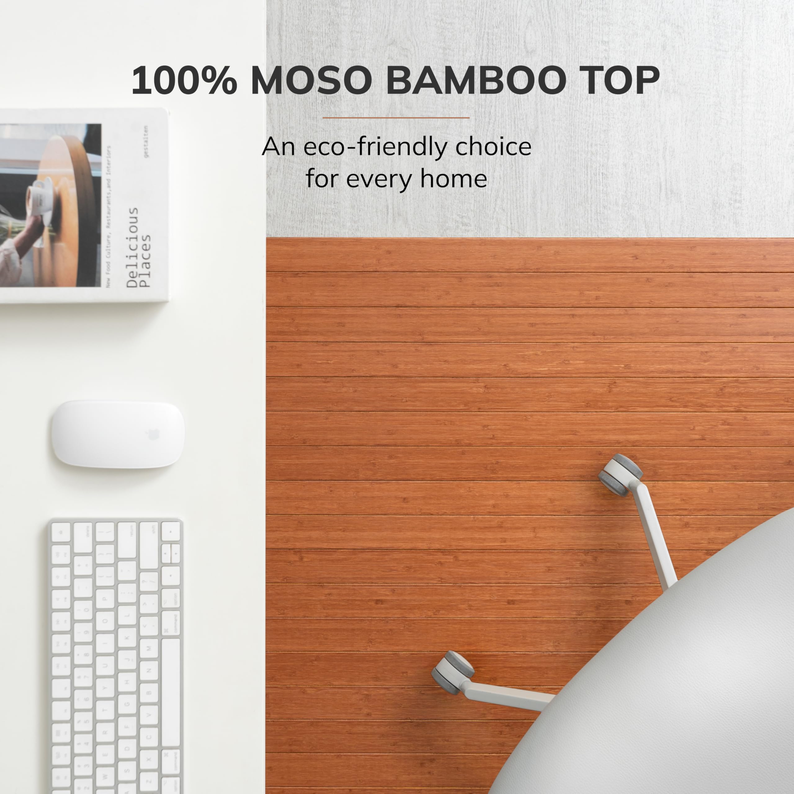 Premium Bamboo Chair Mat - 5mm Thick, Anti-Slip & Heavy Duty - Protects Hardwood Floors in Home & Office - Durable Floor Protector for Desk Chairs - Perfect for Workspaces, Gaming Rooms & Home Offices