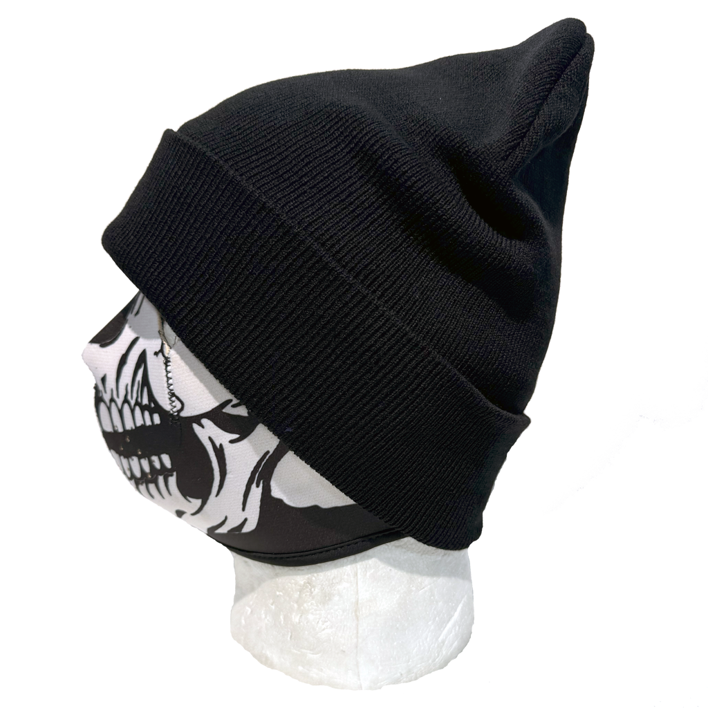 Plain Knit Beanie Black - Soft Winter Hat for Men & Women - Warm Stretchy Ribbed Cuffless Beanie Cap - Perfect for Skiing, Snowboarding & Outdoor Activities