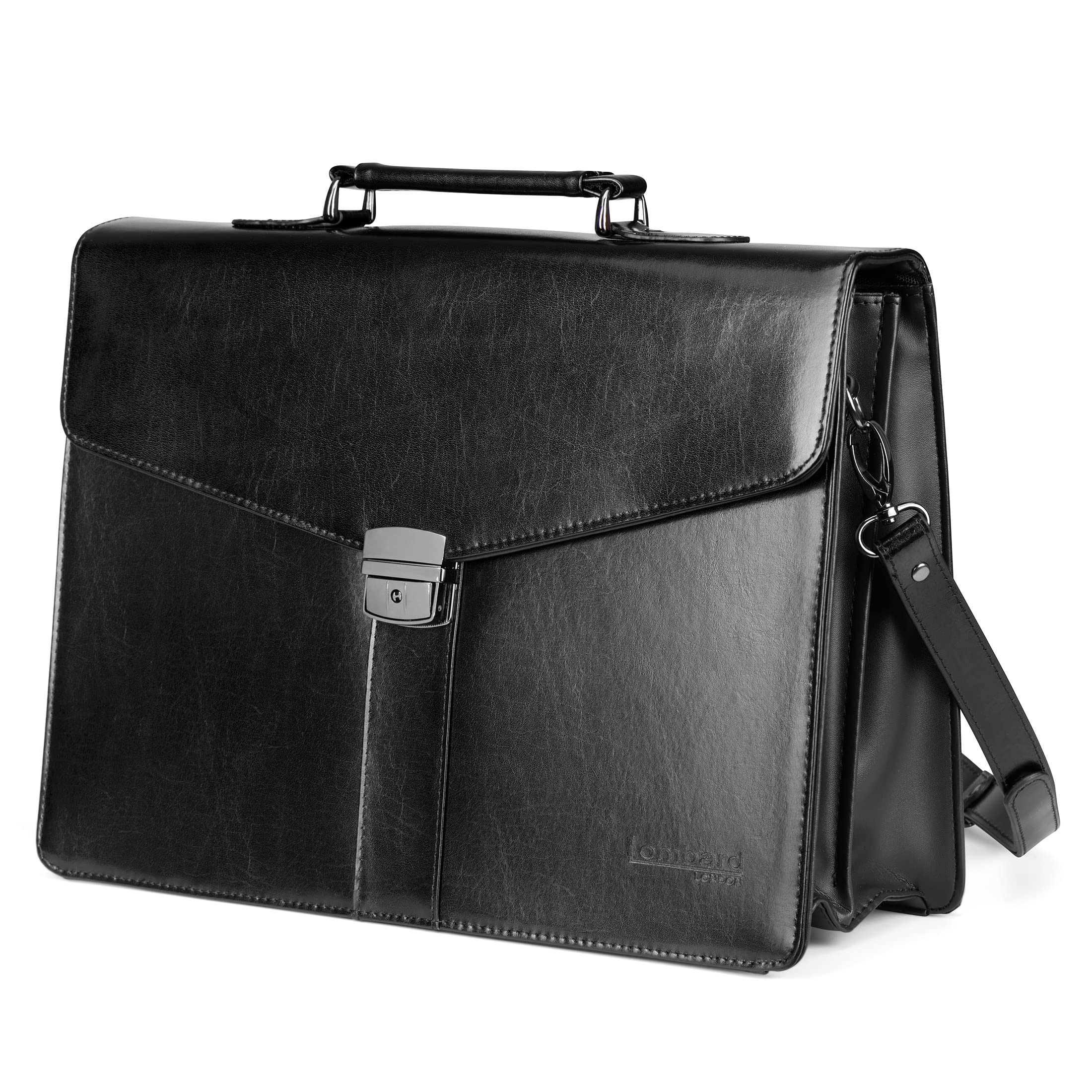 Premium Tassia Bonded Leather Business Briefcase for Men & Women - 15.4 Inch Laptop Compartment, Professional Office Work Bag for Business Travel, Meetings & Daily Commute