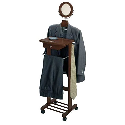 Ergode Valet Stand - Wooden Coat Rack & Accessory Organizer with Hooks | Space-Saving Entryway Storage for Hats, Scarves, Keys & More | Walnut Finish for Modern Home Decor