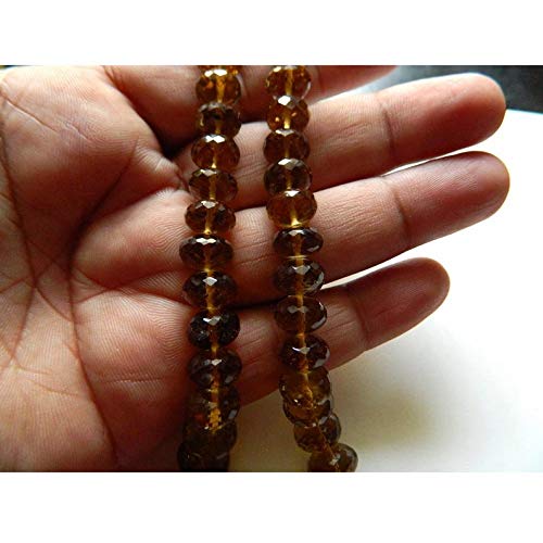 16 Inch Natural Beer Quartz Faceted Rondelle Beads 8-13mm for Jewelry Making - DIY Necklace, Bracelet & Earrings Supplies - Wholesale Gemstone Beads for Crafting