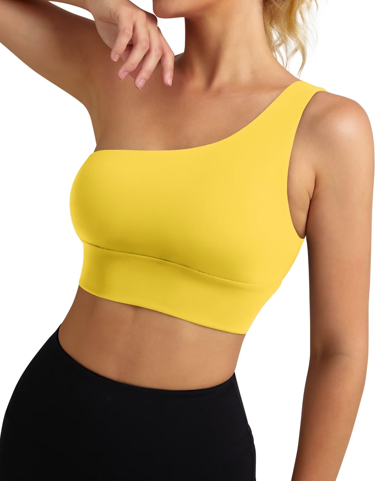One Shoulder Sports Bra 232106 - High Support Workout Top for Women - Perfect for Yoga, Running & Gym