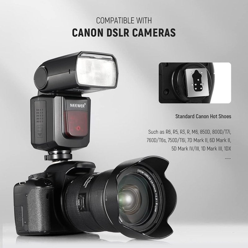 Neewer NW665 C E-TTL II Speedlite Flash for Canon DSLR Cameras - Compatible with Canon EOS 5D, 7D, 80D & More - Perfect for Wedding, Portrait & Event Photography