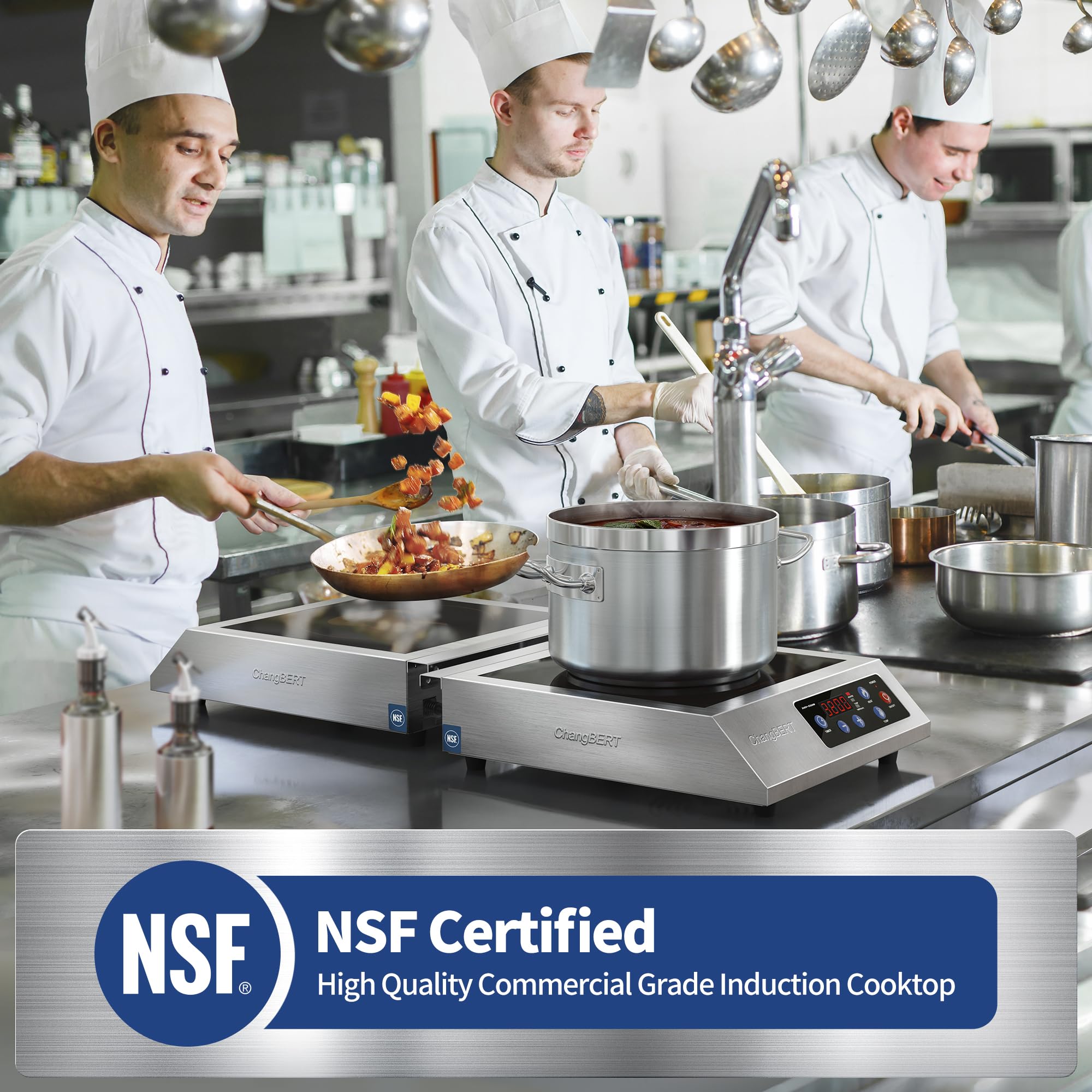 3200W Portable Induction Cooktop - NSF Certified Commercial Range with 18/10 Stainless Steel Housing & Glass Top - Perfect for Home Kitchens, Restaurants, and Outdoor Cooking
