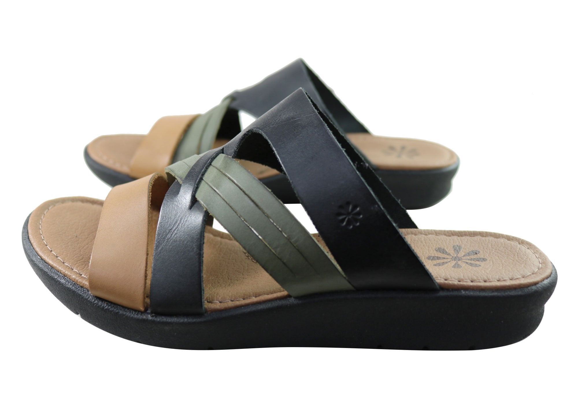 Anza Women's Comfort Leather Slides Sandals - Made in Brazil - Soft & Supportive for Casual Wear, Beach, and Home Use