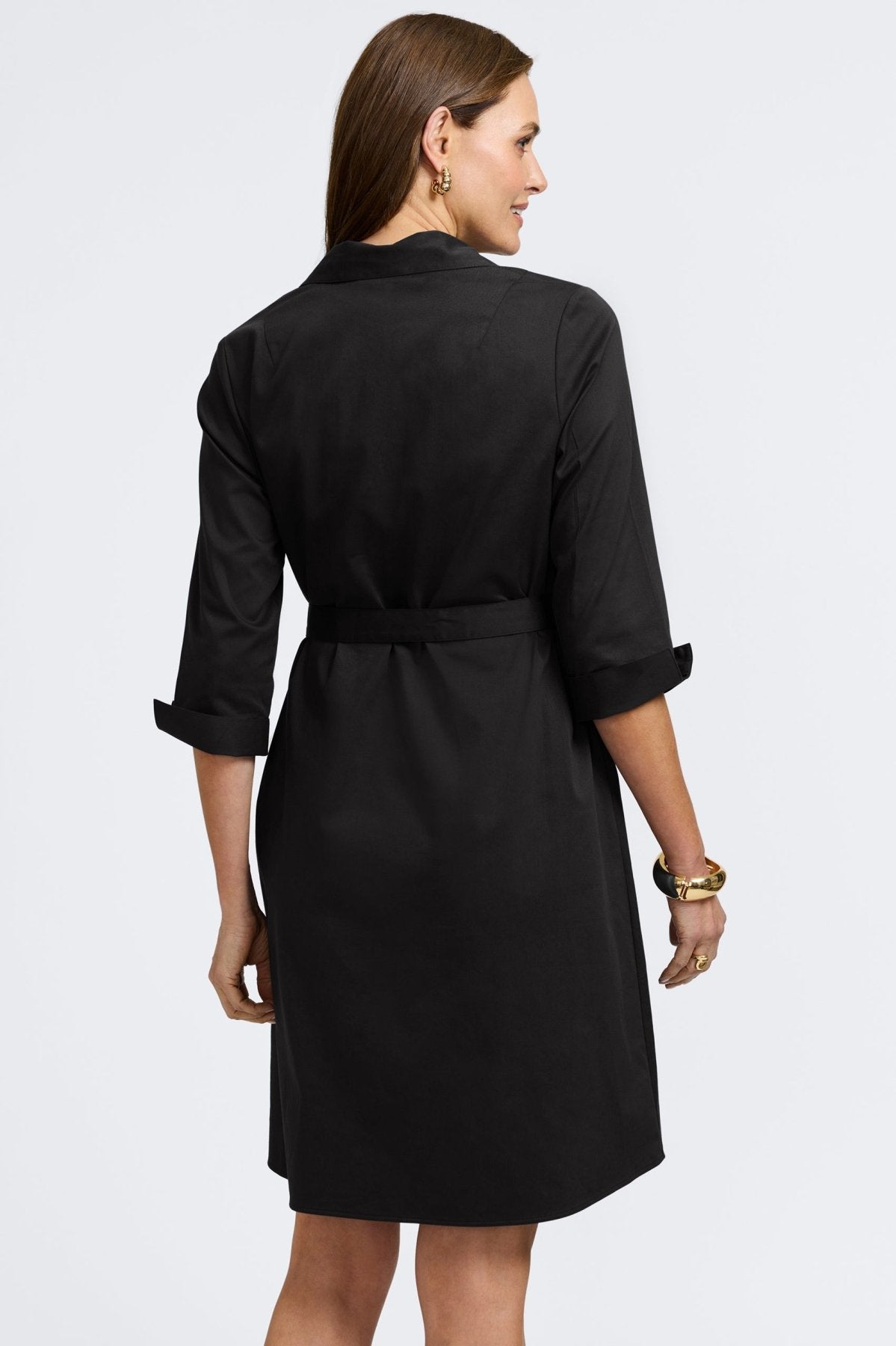 Agnes Stretch Matte Sateen 3/4 Sleeve Wrap Dress for Women - Elegant Office Wear & Cocktail Party Outfit