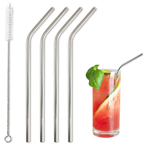BarBaydos 12-Pack Reusable Stainless Steel Drinking Straws - BPA-Free, Dishwasher Safe Metal Straws for Smoothies, Iced Coffee, Cocktails & Eco-Friendly Home Use