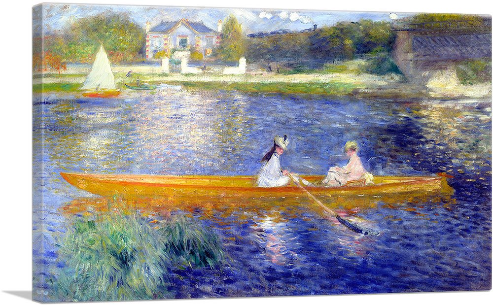 ARTCANVAS The Skiff 1875 by Pierre-Auguste Renoir - 26x18 Inch Stretched Canvas Art Print, Framed Wall Decor, Giclee Painting Poster - Perfect for Living Room, Bedroom & Office Decor