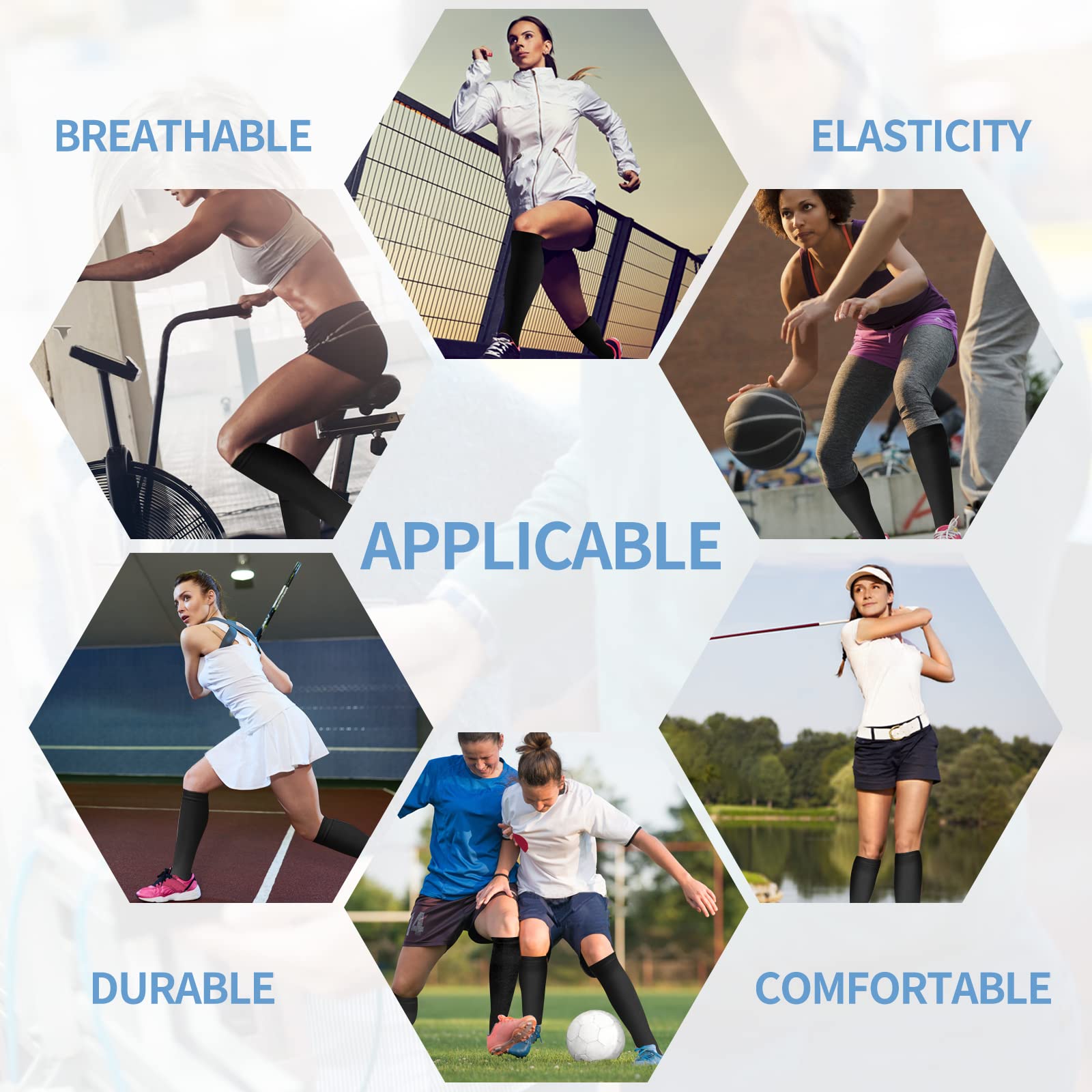 Extra Wide Calf Compression Socks for Women & Men - 20-30 mmHg Plus Size Knee High Stockings for Swelling & Pain Relief - Ideal for Travel, Nursing & Varicose Vein Support