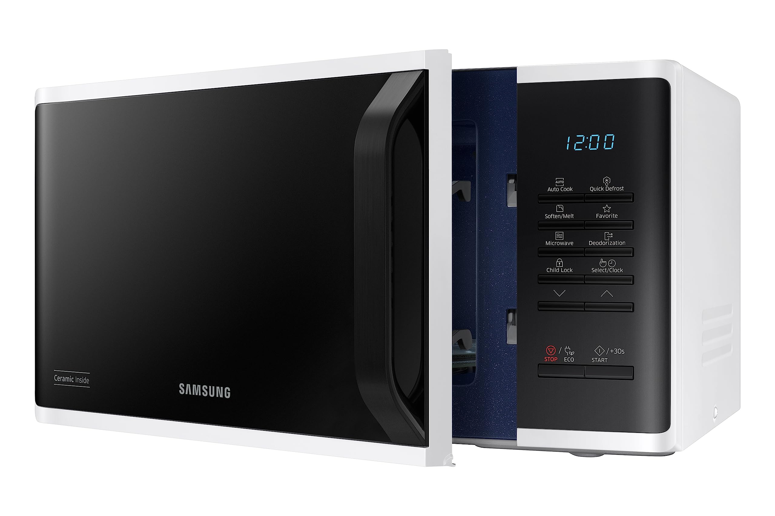 Samsung MS23K3513AW 800W 23L Solo Microwave Oven - Compact White Countertop Microwave for Small Kitchens, Dorms & Offices - Fast Heating & Defrosting