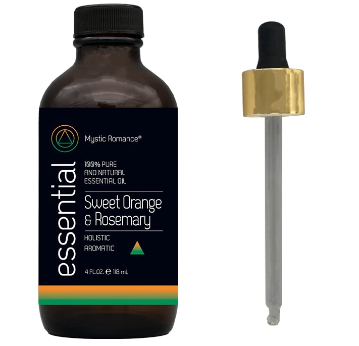 Mystic Romance Sweet Orange & Rosemary Essential Oil - 4oz Pure Aromatherapy Oil for Relaxation, Stress Relief & Home Diffuser