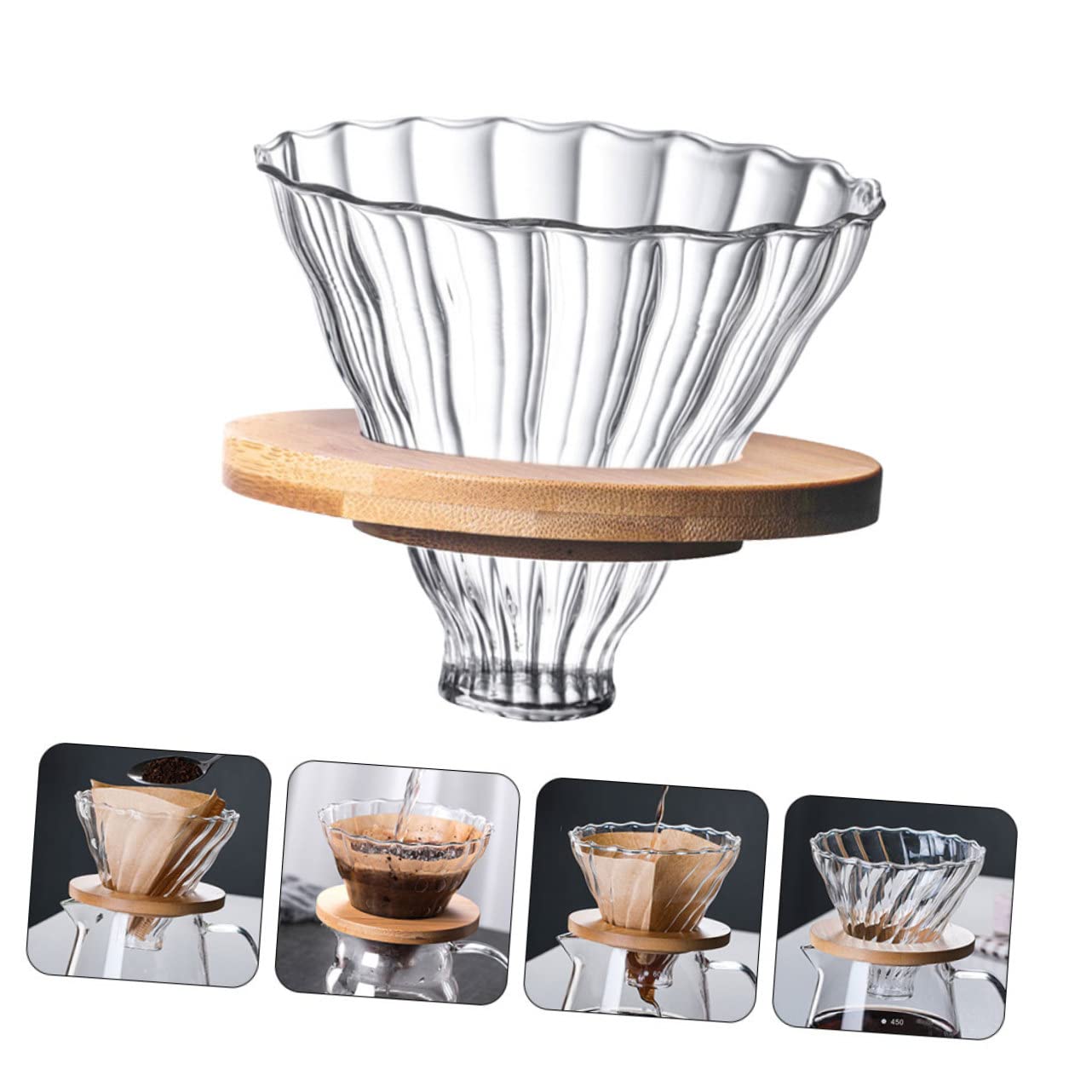 Premium Glass Pour Over Coffee Maker Set - Dripper, Filter Funnel & Mug for Home Brewing | Barista Style Coffee Brewer with Diffuser | Perfect for Office, Camping & Gift Giving