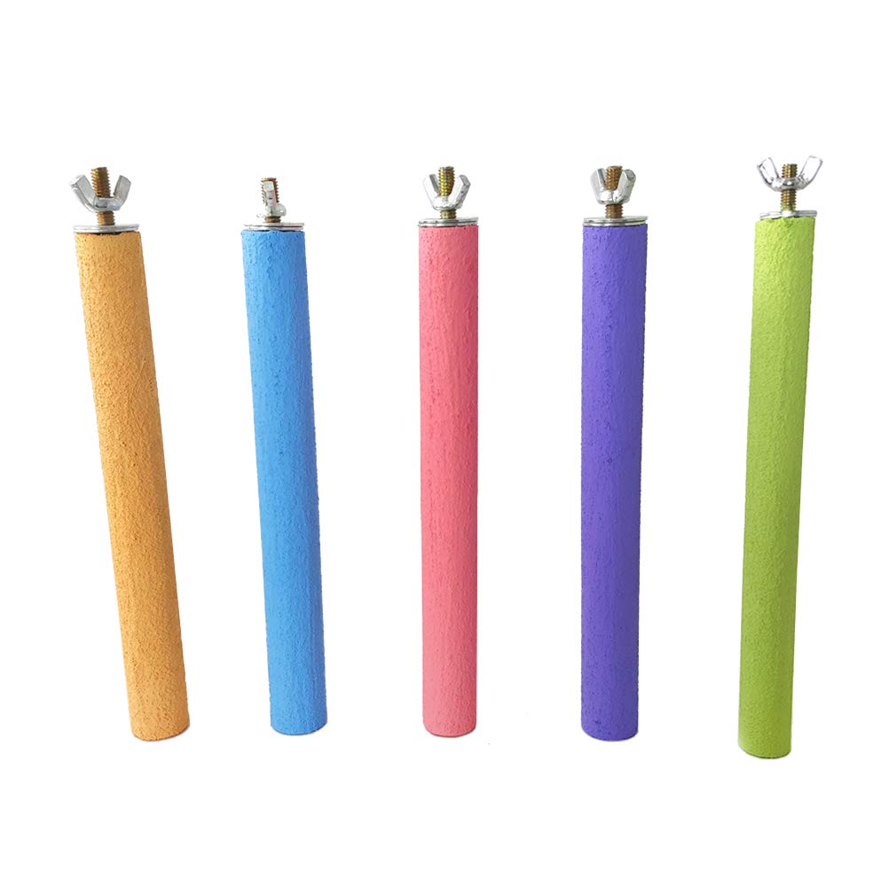 5pcs Natural Sand Perch Stand for Parrots - Bird Claw Grinding Rods, Chew Toys & Play Gym - Perfect for Cage Climbing, Beak Trimming & Foot Health (Ideal for Cockatiels, Macaws, Lovebirds)