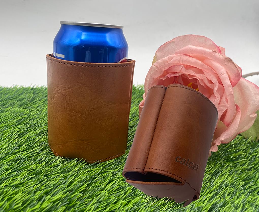 QOMOLANGMA 10PCS Personalized Engraved Leather Can Cooler Holders - Blank Beer & Beverage Can Sleeves for Custom Gifts (Gray, 3.54×2.76 Inches) - Perfect for Weddings, Parties, Camping & Outdoor Events