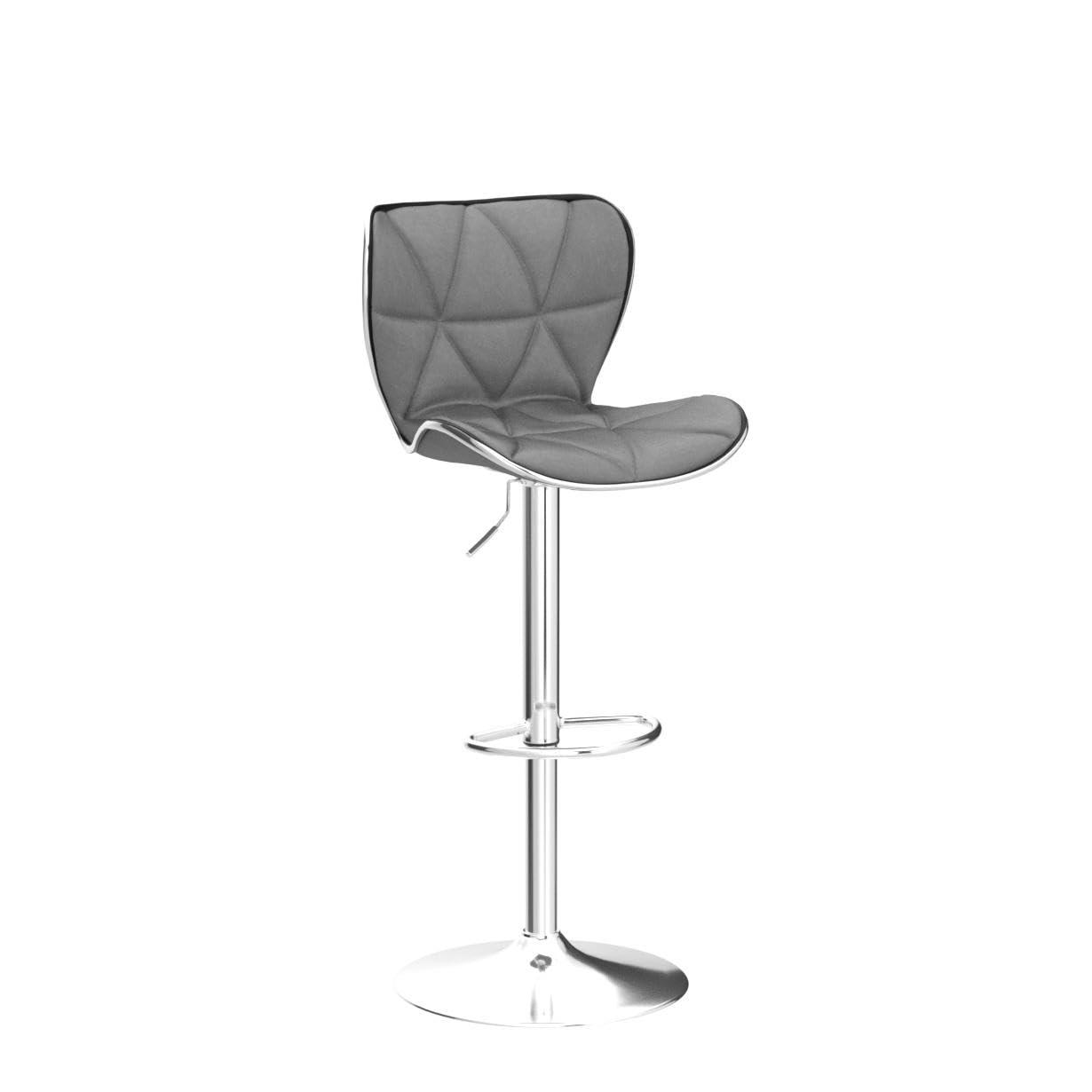 Adjustable Swivel Bar Stool with Back - Set of 2 Light Grey Barstools for Kitchen, Dining Room, Living Room & Pub - Comfortable Counter Height Stools for Home & Commercial Use