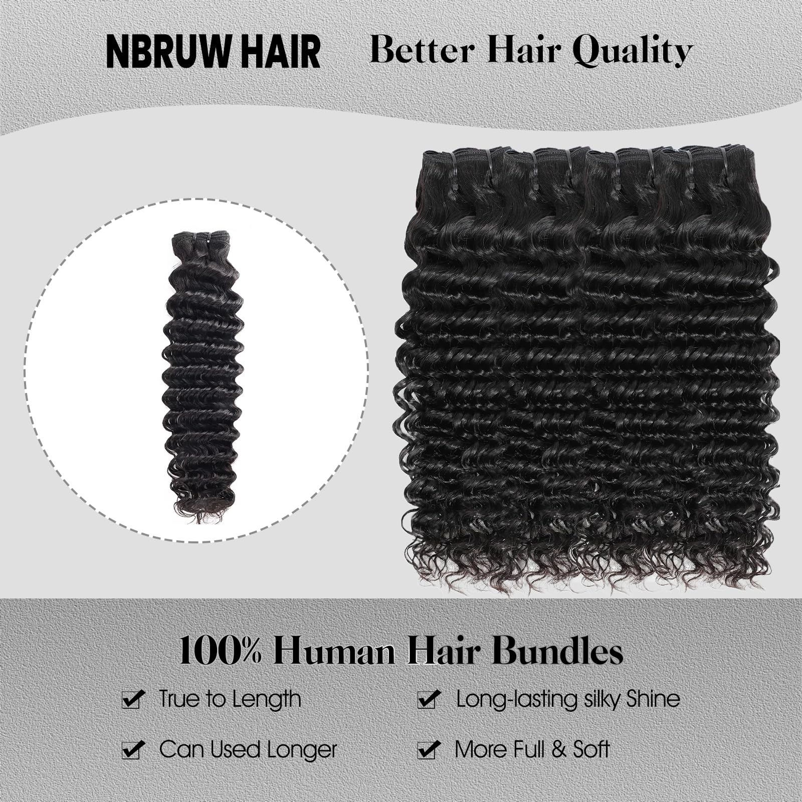 20 22 24 26 Inch 100% Unprocessed Virgin Human Hair Bundles - 12A Deep Wave 4 Bundles Natural Black Real Human Hair Extensions for Styling & Volume | Perfect for Daily Wear, Parties & Special Occasions
