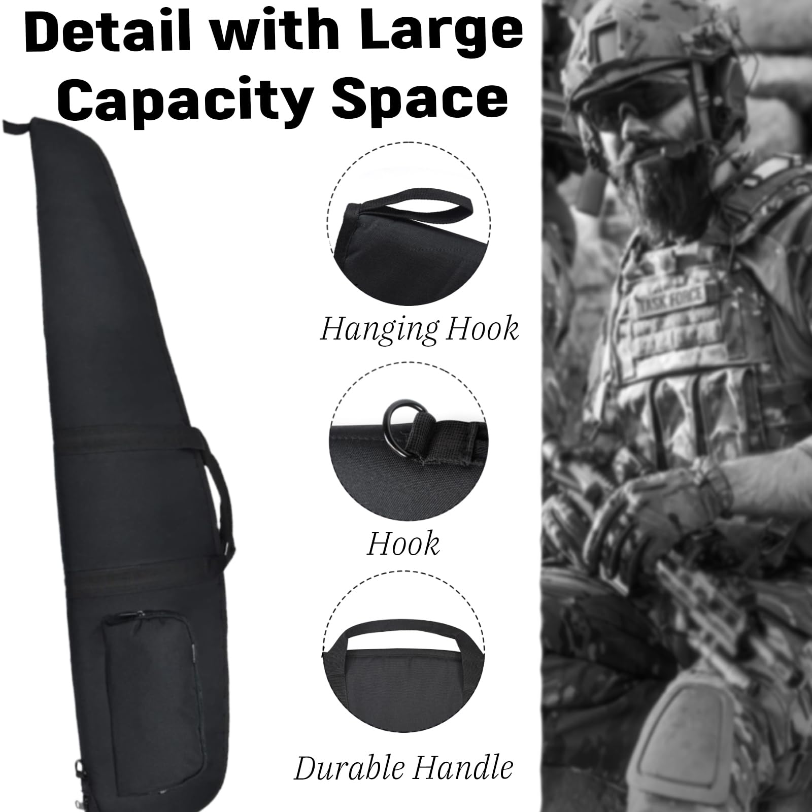 **44/48/52 Inch Soft Rifle Case with Zippered Pockets & Adjustable Shoulder Strap - Durable Gun Bag for Shotgun Storage & Transport - Perfect for Hunting, Range Trips & Outdoor Adventures**