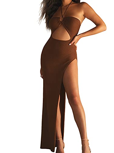 Sexy Women's Club Outfits - Cut Out Maxi Dress for Night Out | Perfect for Parties, Clubbing & Evening Events