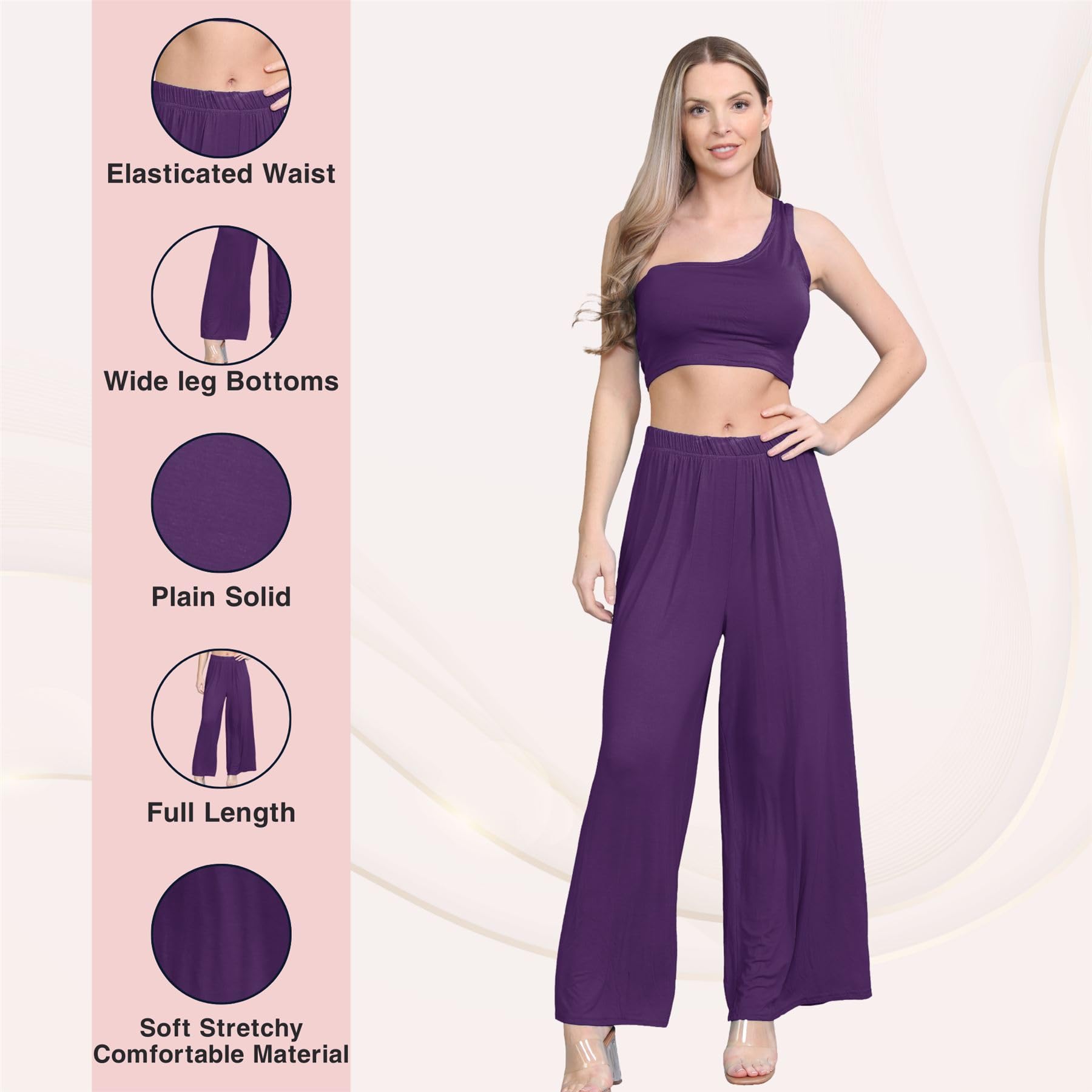 Janisramone® Women's Plain Wide Leg Palazzo Pants - Elegant High Waisted Trousers for Women | Comfortable & Versatile Office, Casual & Party Wear