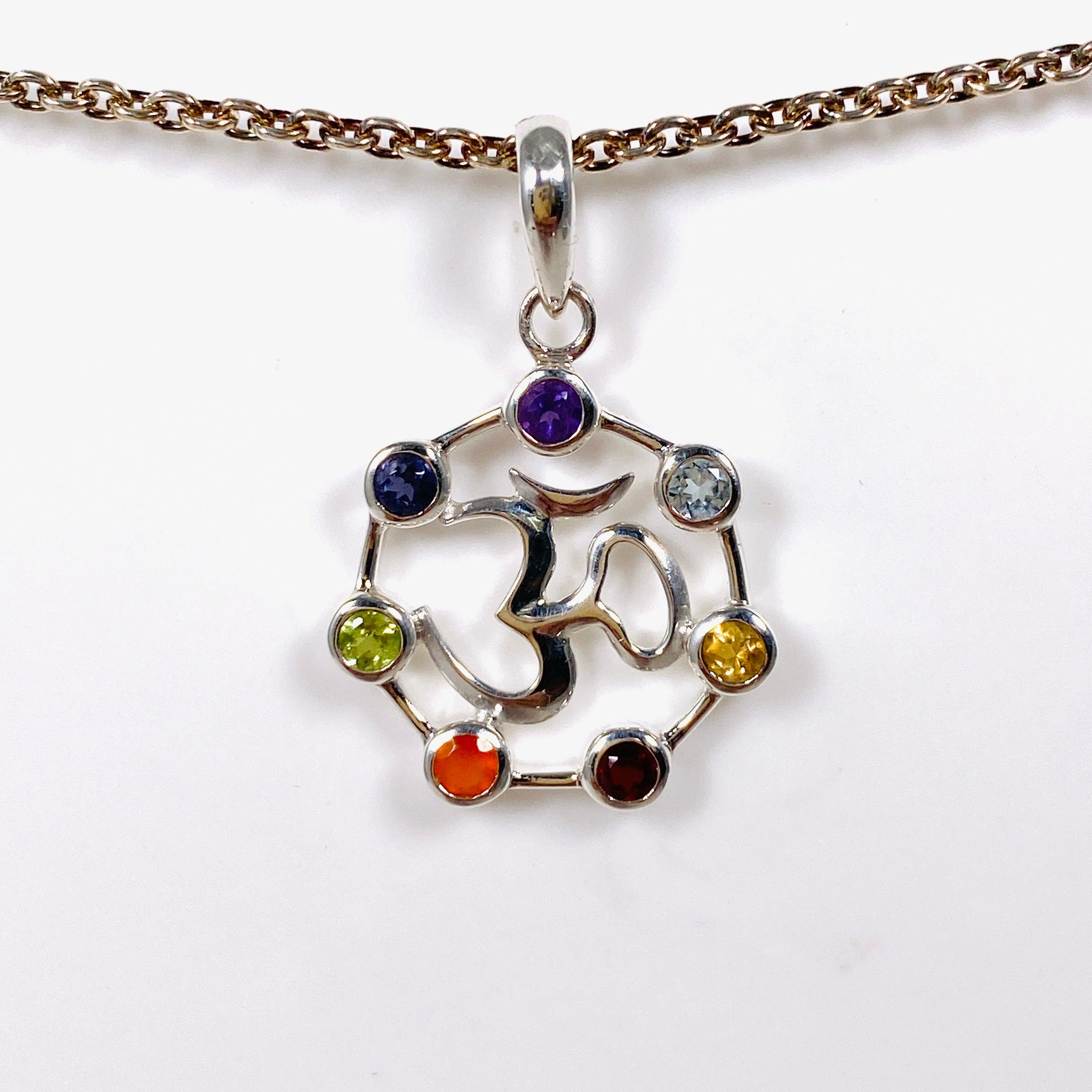 Chakra Om Pendant SSP10C - Spiritual Healing Necklace for Meditation & Yoga - Perfect for Energy Balance & Mindfulness Practice