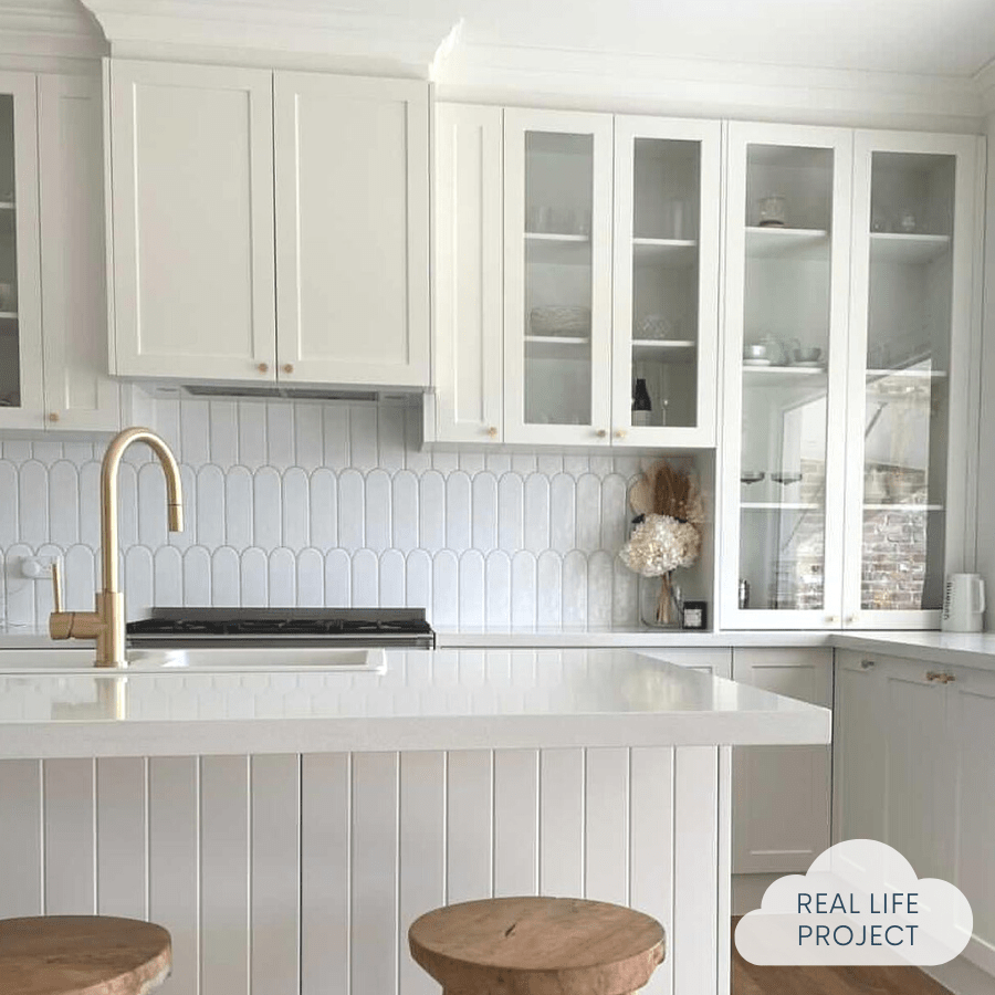 Fitzroy Gloss White Feather Tile - Premium Ceramic Wall & Floor Tile for Bathroom, Kitchen, and Backsplash - Elegant Home Decor & Renovation Solution