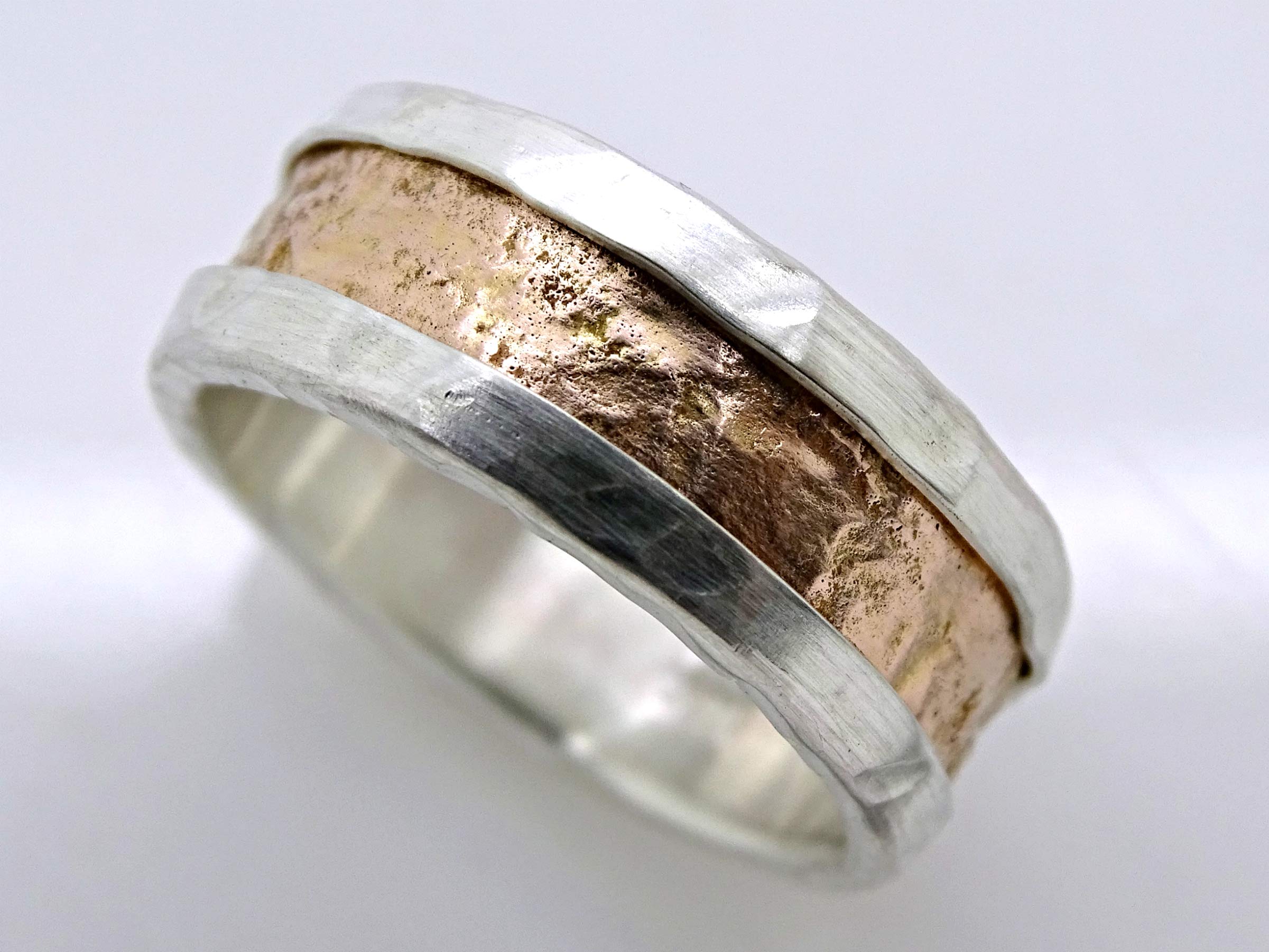 Viking Wedding Band Rose Gold Ring for Men - Molten Gold & Silver Mens Engagement Ring, Durable & Stylish Gift for Him - Perfect for Weddings, Anniversaries & Special Occasions