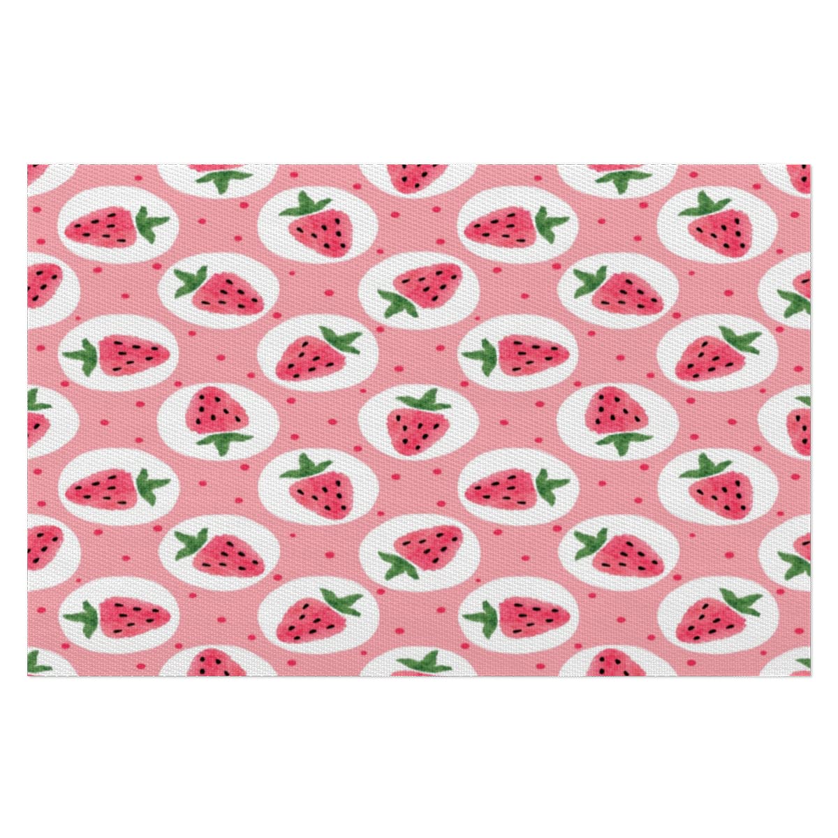 Set of 4 Strawberry Fruit Square PVC Placemats - Heat & Stain Resistant, Washable Table Mats for Kitchen & Dining Decor - Perfect for Family Meals, Dinner Parties, and Holiday Gatherings