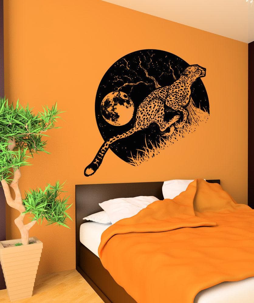 Cheetah Running at Night Vinyl Wall Decal Sticker - Premium Removable Home Decor for Bedroom, Living Room, Nursery | #OS_AA1565