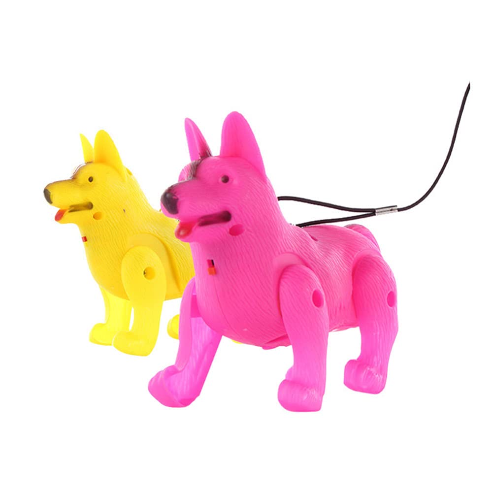 DOITOOL 2-Pack Electric Pull Along Walking Dog Toy with Luminous Light - Montessori Preschool Learning Toy, Interactive Pet Toy for Babies & Toddlers - Perfect Gift for Birthdays & Holidays (Random Color) - Great for Indoor Play, Early Childhood Development & Sensory Stimulation
