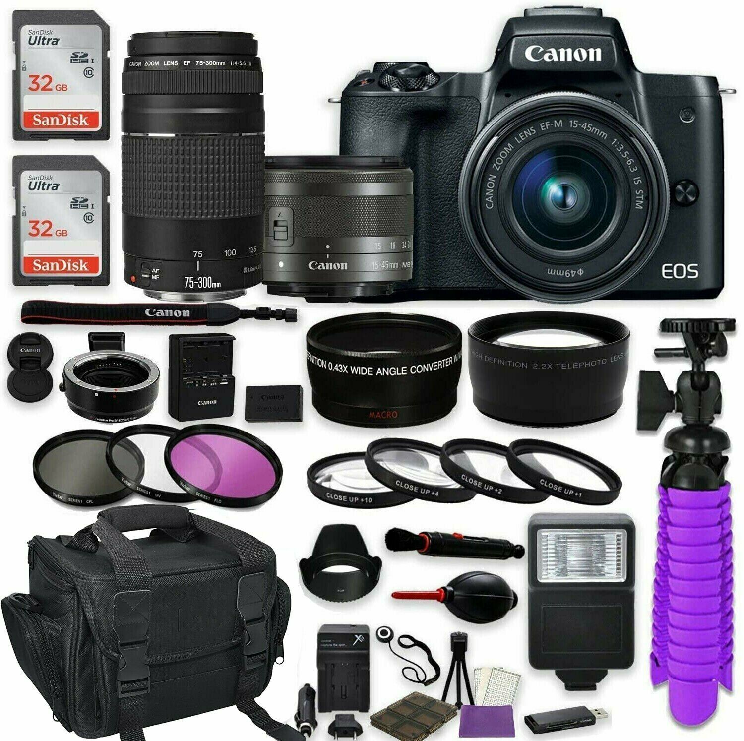 Canon EOS M50 Mirrorless Digital Camera with 15-45mm Lens Kit - 4K Video, WiFi & Bluetooth (Black) | Perfect for Vlogging, Travel Photography & YouTube Content Creation
