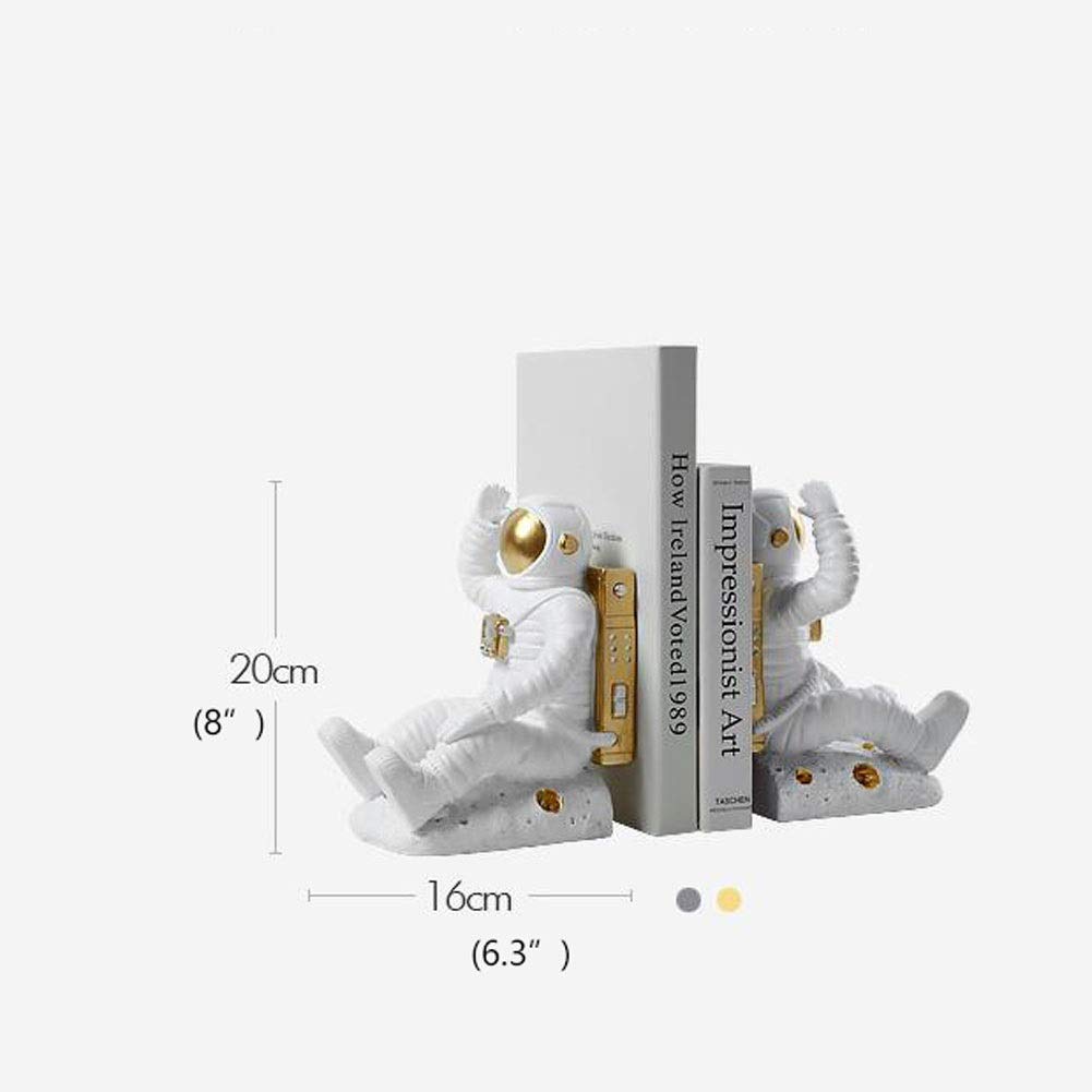 Creative Astronaut Resin Bookends - Decorative Book Stand for Shelf & Bookcase, Gold Home Office Supplies | Perfect for Kids' Rooms, Study Spaces & Sci-Fi Themed Decor