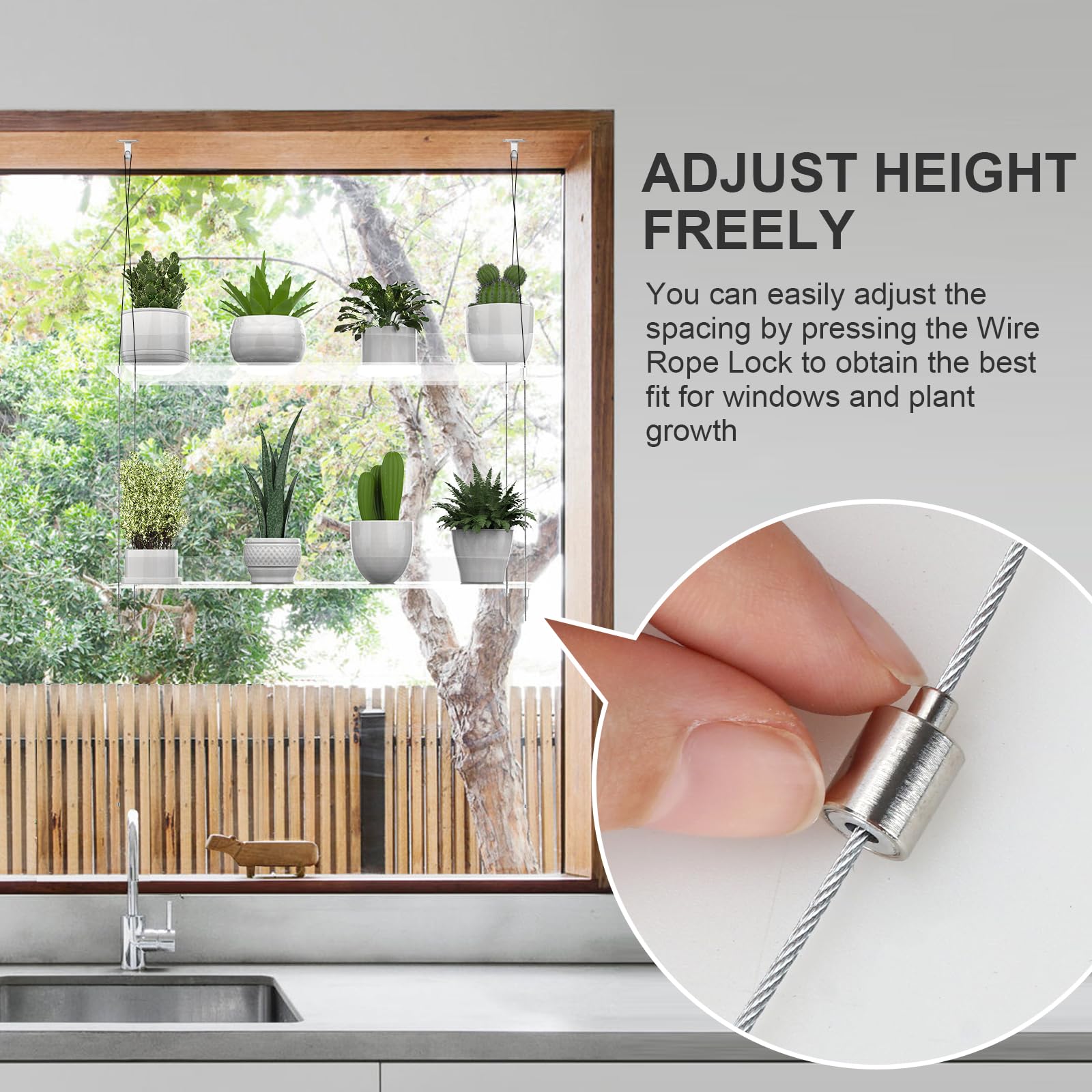 2-Tier Clear Acrylic Hanging Plant Shelf for Windows - 16 Inch per Tier - Perfect for Indoor Gardens, Kitchen Herb Display, Succulents, Flower Pots & Seedling Organization - Ideal for Small Space Gardening & Home Decor