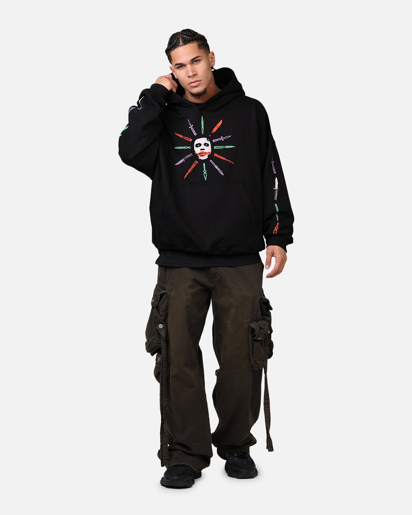 DC Batman The Joker Scars Premium Hoodie - Black Superhero Graphic Pullover for Men & Women | Perfect for Cosplay, Halloween & Comic Con