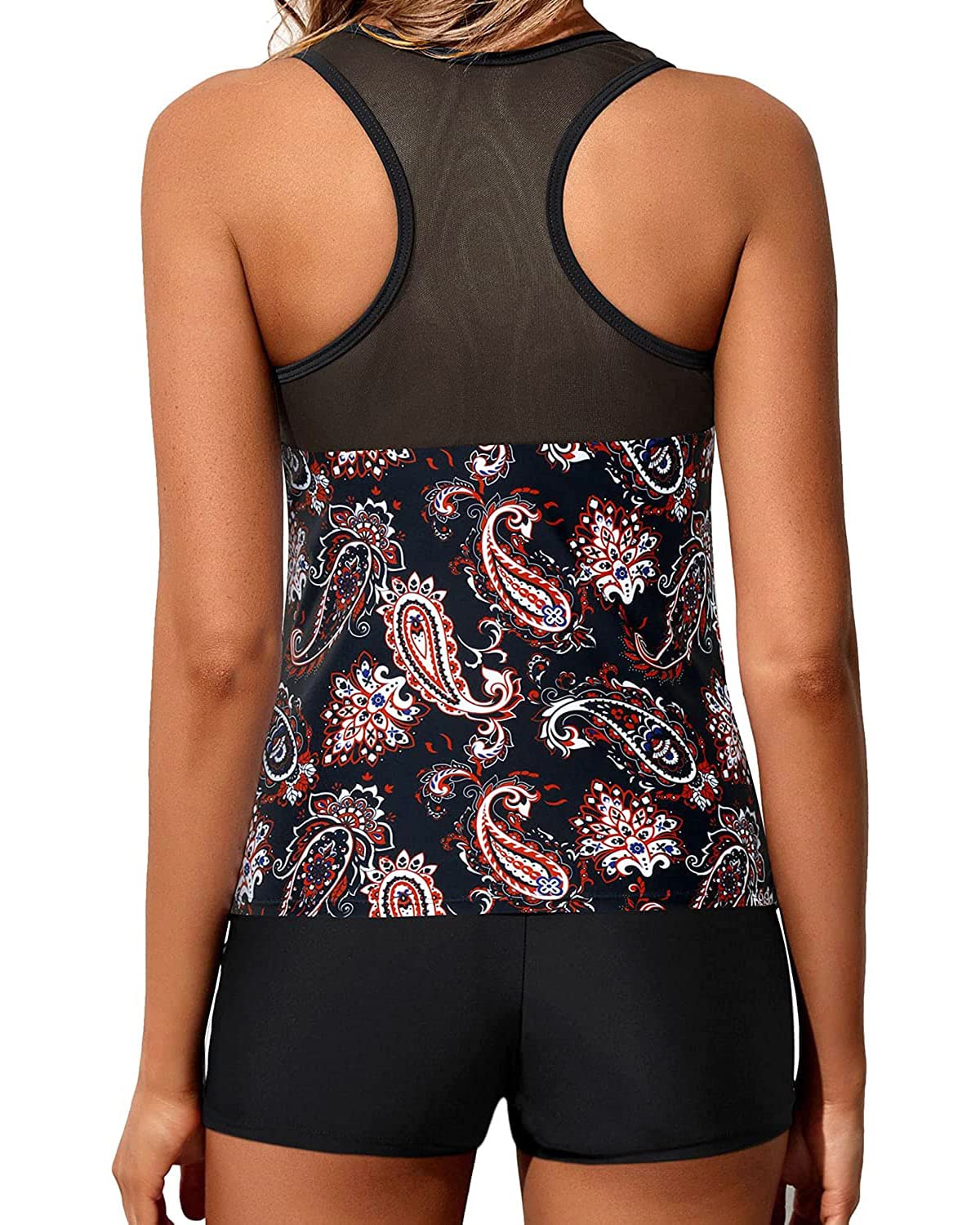 Yonique Women's Athletic Tankini Swimsuits with Shorts - Racerback Two Piece Bathing Suit | Swimwear for Beach, Pool & Water Sports