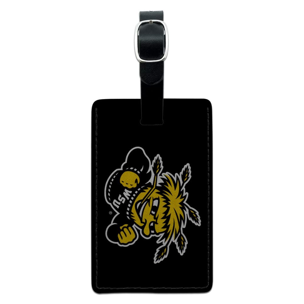 Wichita State University Shockers Logo Rectangle Leather Luggage Tag - Durable ID Card Holder for Travel, Business & Campus Life