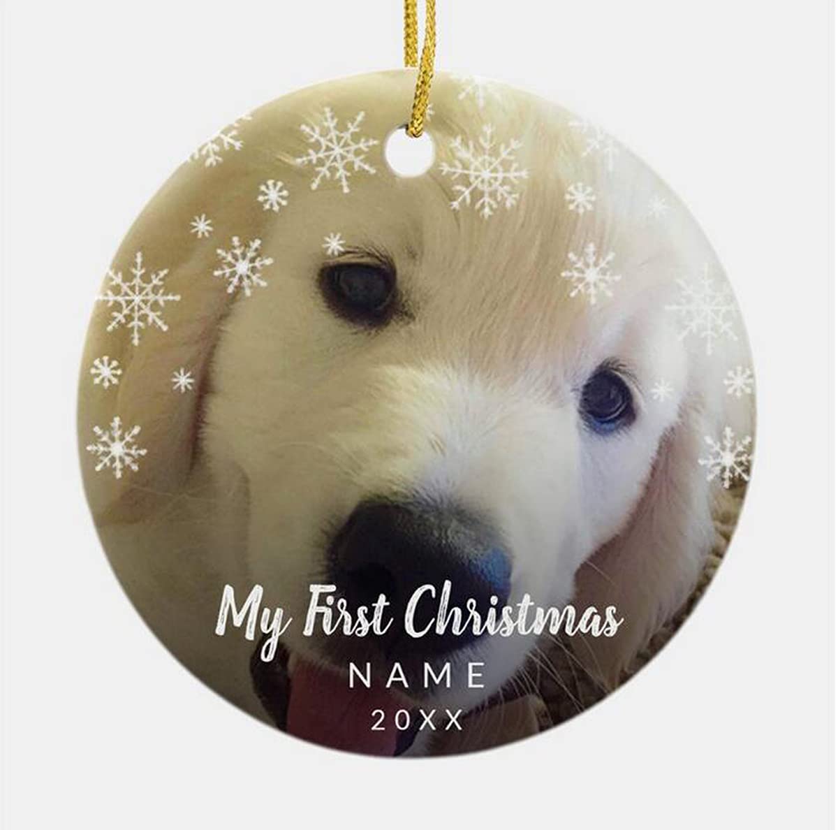 Personalized Christmas Ornament with Flowers - Custom Dog-Themed Holiday Decor for Home, Tree & Fireplace - Festive Hanging Decoration for Christmas Gifts & Party Decorations