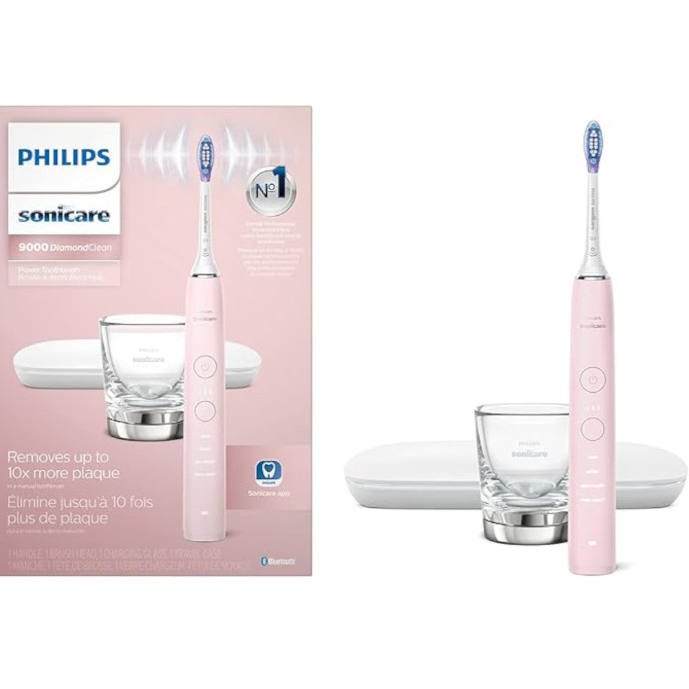 PHILIPS HX9911/77 Sonicare Diamond Clean 9000 Rechargeable Electric Toothbrush - Pink | Advanced Sonic Technology for Deep Cleaning | Perfect for Travel & Home Use