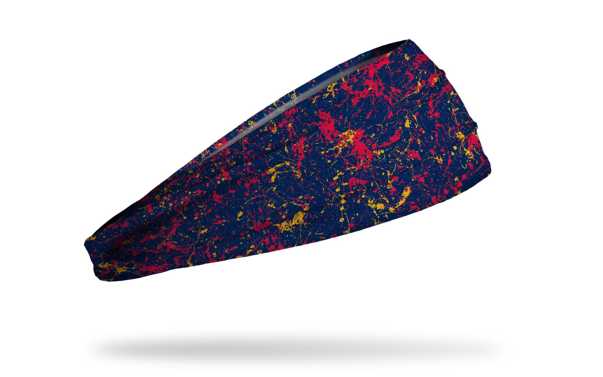 Navy Scarlet Gold Splatter Big Bang Lite Headband - Adjustable Sports Headband for Women & Men - Yoga, Running, Workout, Gym, Tennis Accessories