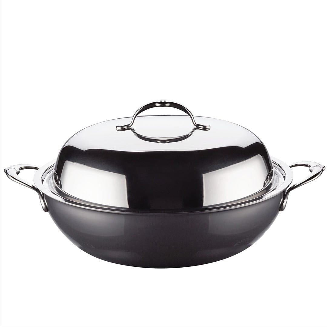 Hestan Nanobond Nonstick 14-Inch Covered Wok Pan - Professional Carbon Steel Stir Fry Pan with Lid - Perfect for Asian Cooking, Stir Frying, Sautéing & Deep Frying